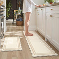 KIMODE Anti Fatigue Kitchen Mats, Beige Boho Kitchen Rugs, Padded Kitchen Mat for Floor, Comfort Standing Desk Mat, Cushioned Kitchen Mats for Floor 2 Piece for Laundry Office Sink 17"x59"+17"x29"