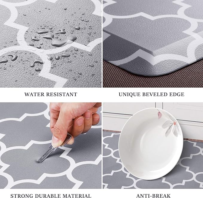 WISELIFE Kitchen Mat and Rugs Cushioned Anti-Fatigue,17.3"x 28",Non Slip Waterproof Ergonomic Comfort Mat for Kitchen, Floor Home, Office, Sink, Laundry, Grey