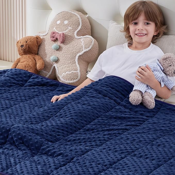 anfie Weighted Blanket Kids(36"x48" 5lbs) Weighted Blanket Cooling Blanket for Sleeping,Throw Size Breathable Blanket with Premium Glass Bead(Blue)