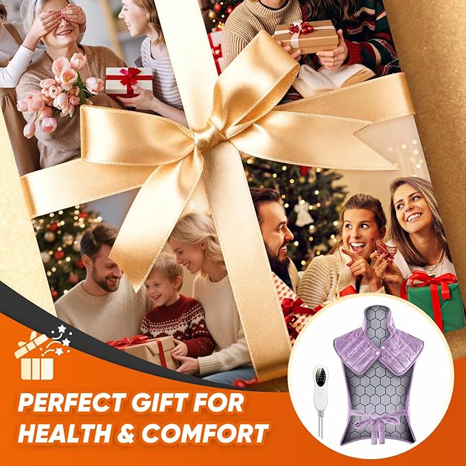 Heating Pad for Back, Neck & Shoulders, 2.7lb Weighted Graphene Electric Heating Pad for Pain Relief, Wearable Full Body Large 24"x35", Fast Heating, ETL Certified, Purple