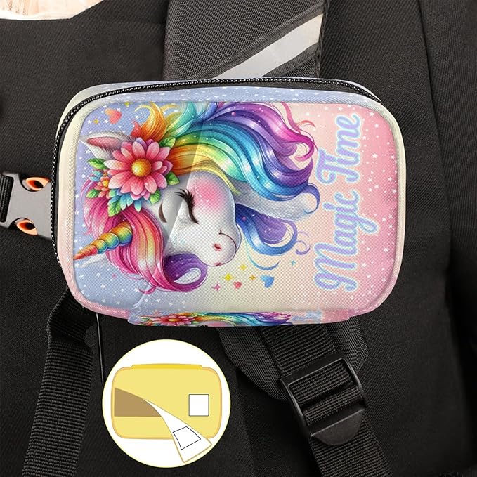 Animal Flower Rainbow Unicorn Travel Pill Organizer Box Weekly Portable Pill Case Daily Pills 7 Day Small Birth Control Pills Container Removable Compartments for Medicine Vitamins Fish Oil