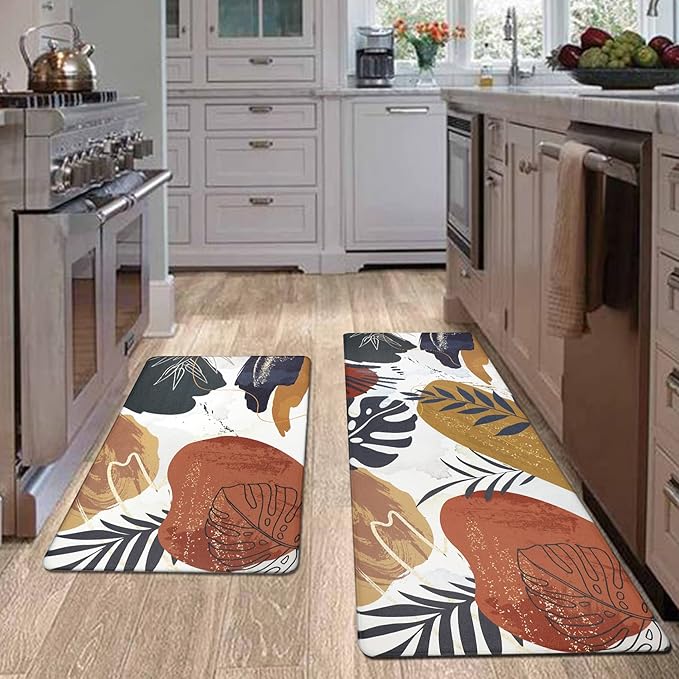 Homcomoda Boho Kitchen Rugs Set of 2 Non Skid Kitchen Mats for Floor Cushioned Anti Fatigue Kitchen Floor Mats Waterproof Comfort Mats for Standing Sink Laundry