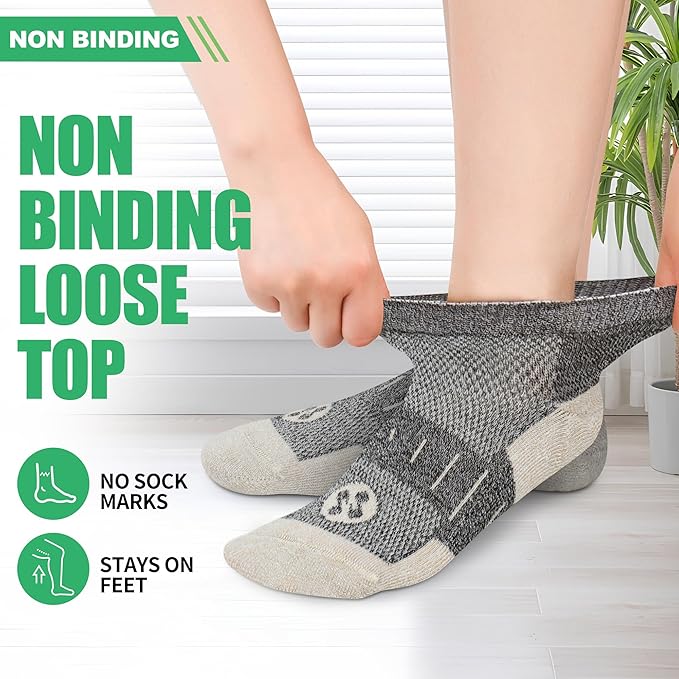 Diabetic Socks for Men,4 & 6 Pairs Low Cut Bamboo Viscose Wide Mens Diabetic Socks Size 9-11 10-13