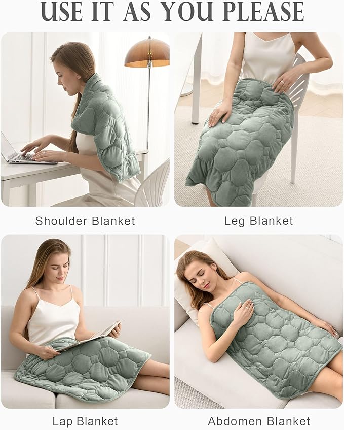 Weighted Lap Blanket 7lbs, Cozy Luxury Crystal Velvet Weighted Blanket for Adults, Small Weighted Blanket for Relaxation, Sleeping, Travel, Sage Green, 29" x 24"