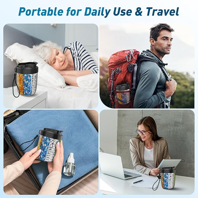 Large Pill Dispenser to Store 7 Various Supplements - Pill Organizer & Supplement Organizer for Travel, Anti-Mixing Design, BPA-Free with Strap & 20 Sticky Labels (Black&Blue)