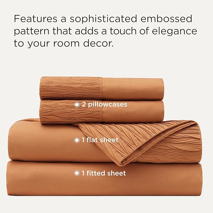 Bedsure Full Size Bed Sheets - 4 Pieces Soft Full Sheet Set - Breathable & Cooling - Hotel Luxury - Easy Care Polyester Microfiber Bedding for Women, Men, Dusty Orange