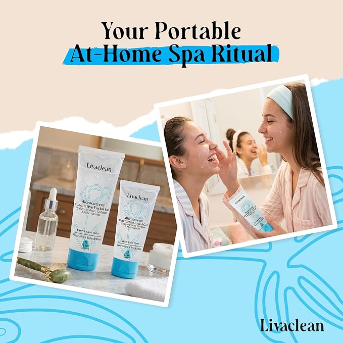2 Pack Conductive Gel for Microcurrent | 8Oz & 3Oz TENS Gel Conductor Facial w/Aloe Vera, Hyaluronic Acid, Blue Tansy & Jojoba Oil | Hydrating, For All Skin Types| For Microcurrent & RF Facial devices