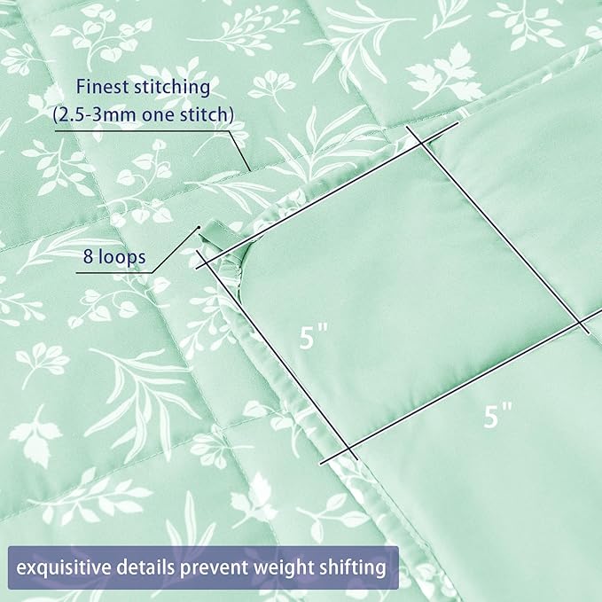 yescool Weighted Blanket for Adults (20 lbs, 48" x 72", Cyan) Cooling Heavy Blanket for Sleeping Perfect for 140-160 lbs, Twin Size Breathable Blanket with Premium Glass Bead, Machine Washable