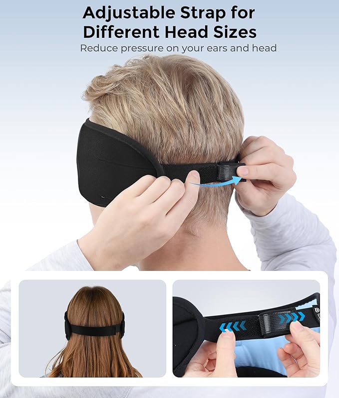 LOVE EYE Sleep Headphones Bluetooth 5.4 Sleeping Eye Mask Wireless Music Earphones with HD Speakers for Side Sleepers Total Blackout Cotton Mask for Travel, Home, Office, Unique Gifts