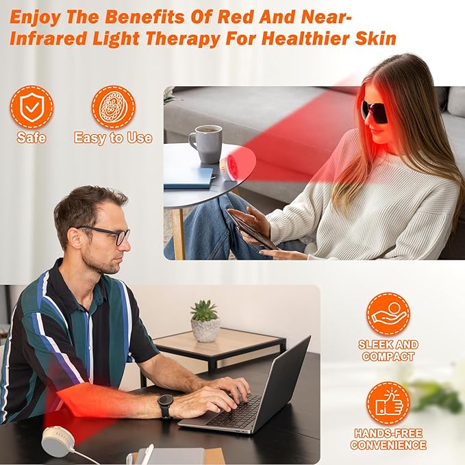 SAVILER® Red Light Therapy Device, 660nm & 850nm Handheld Infrared Red Light for Face and Body, Compact & Portable LED Red Light Bulb for Skin Joints Muscles