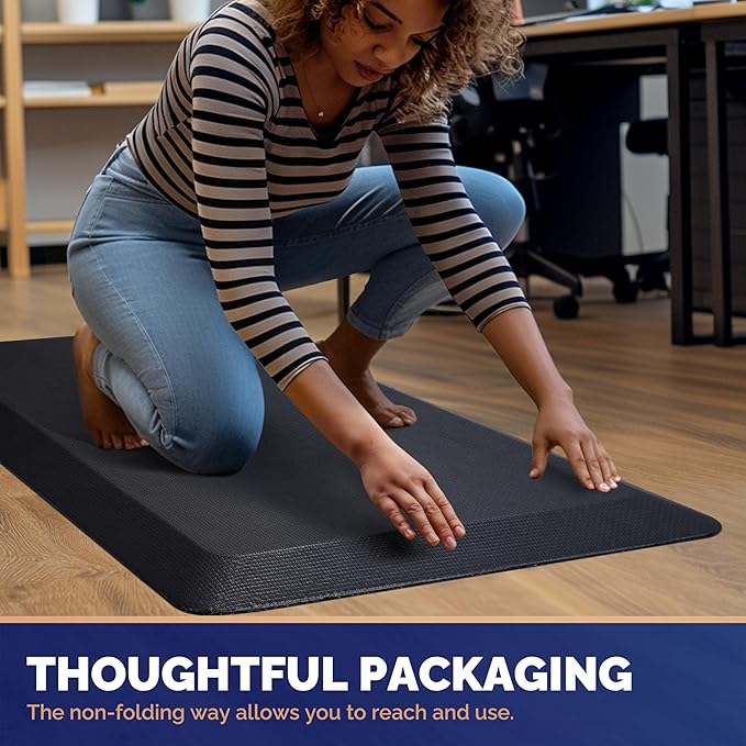 FEATOL Anti Fatigue Mat for Standing, 9/10 Extra Thick Ergonomic Standing Desk Mat, Comfort Memory Foam Standing Mat at Home,Office All Day (20" x 32", Black, 3PC)