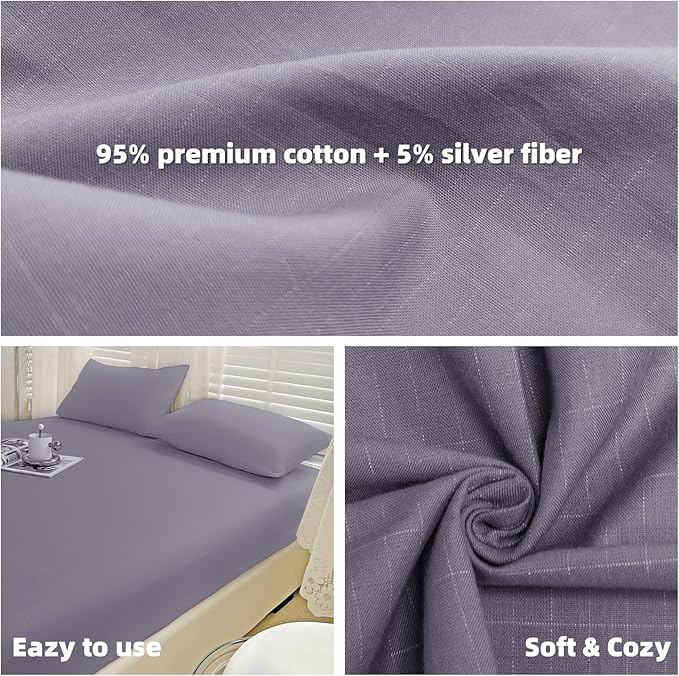 Grounding Sheets Queen Size, Grounding Bed Sheet with Pure Silver Fiber, Earth Connected Deep Pocket Earth Sheets for Better Sleep and Stress Relief (60"x80"x14")