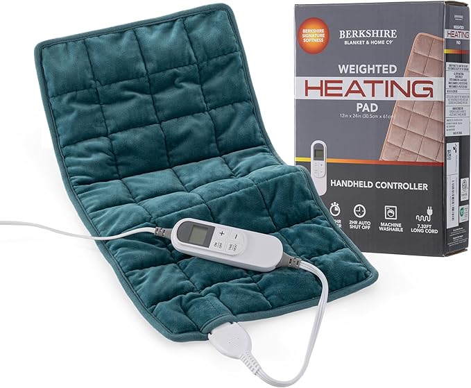 Berkshire Blanket Weighted Heating Pad - 12"x24" Electric Heat Wrap with 10 Heat Settings & Auto Shut Off - Soothing Heat Wrap for Back, Neck, Shoulders, Legs, Abdomen - Machine Washable & Portable