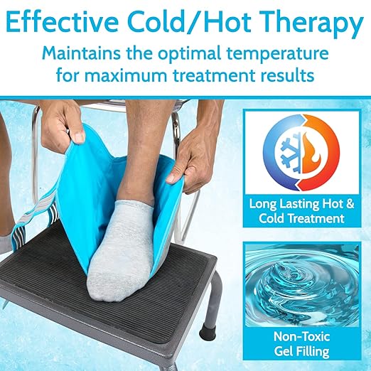Arctic Flex Ankle Foot Ice Pack Wrap - Reusable Gel for Hot Cold Therapy - Large Soft Wrap for Injuries - Long-Lasting & Flexible for Pain Relief, Achilles Tendonitis, Sprains, Swelling