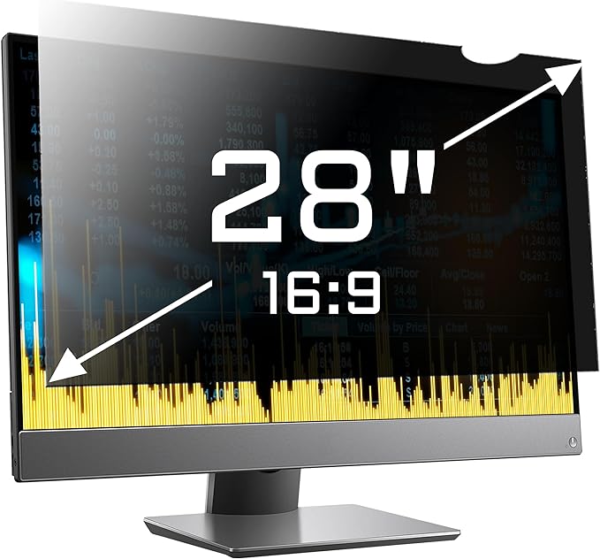 ZYY 28 Inch(diagonal) Computer Privacy Screen Filter (24 1/2 × 13 1/2) With Anti Glare,Blocks 96% UV,Anti Scratch Privacy Screen Protector Film 16:9 Aspect Ratio For Desktop Computer Monitor