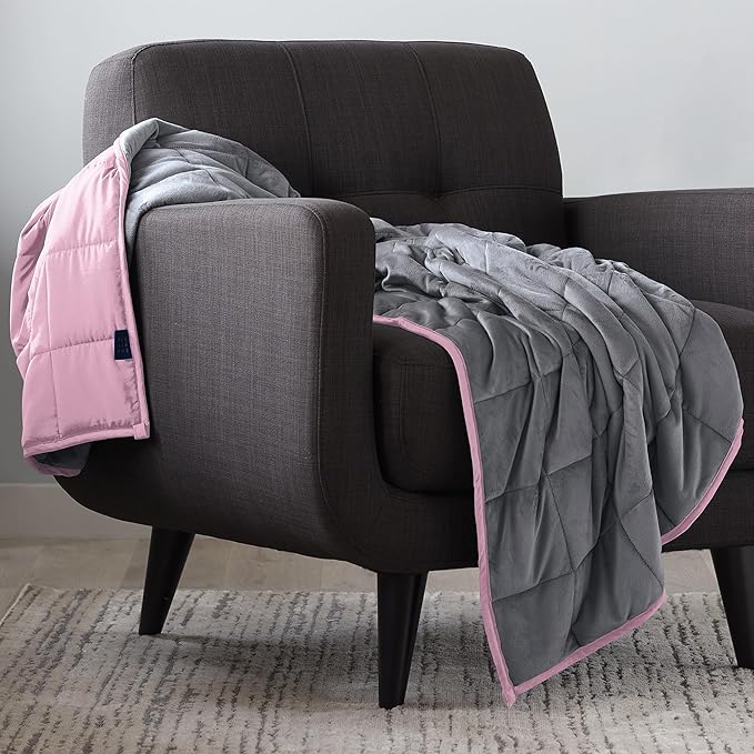 Ella Jayne - Luxury Collection Reversible Weighted Blanket, Weighted Blankets for Adults, Heavy Blanket, Weighted Blankets Queen Size, King Size, Weighted Blanket Twin, Pink - 20lb