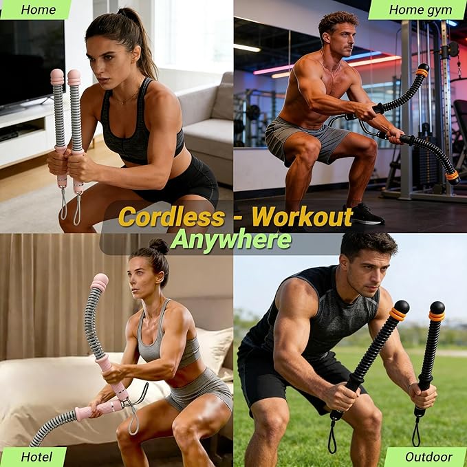 Adjustable Weighted Ropeless Battle Ropes, Portable Arm Exerciser Rope for Home Gym - HIIT, Power sports & High-Intensity Interval Training, Portable Workout Equipment for Men & Women