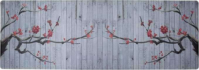 J&V TEXTILES Premium Kitchen Mat, Waterproof Anti Fatigue Kitchen Rug, Cushioned Non-Slip Textilene Surface Kitchen Floor Mat for Home, Office, Indoor, 20"x55" (Blossom)