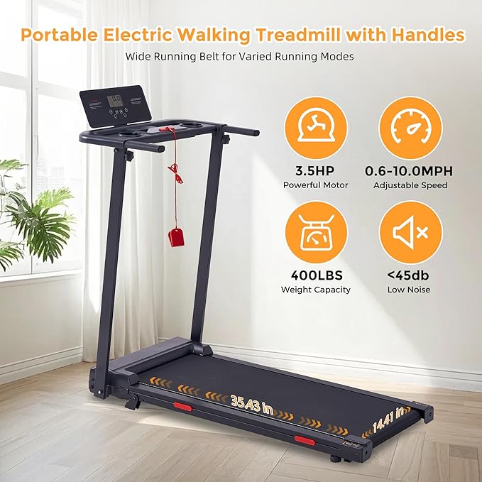 Walking Pad with Handle Bar and Incline, 3.0HP Under Desk Treadmill for Home Small Space, 0.6-7.6MPH Portable Walking Pad Treadmill with Handles, 350LBS, 2026 Upgrade
