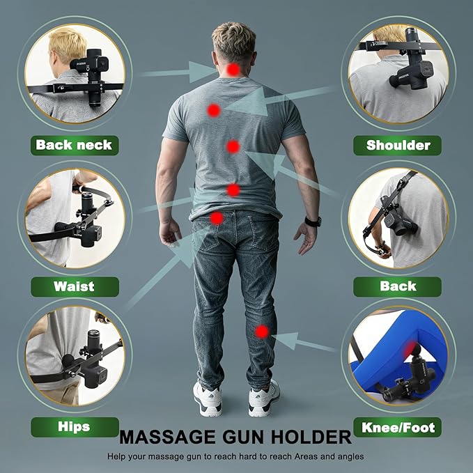 Massage Gun Holder,Detachable Deep Stable for Portability Massage Gun Holder for Back Extension Handle Compatible with Most Massage Guns, for Hard to Reach Areas,Muscle Pain Relief
