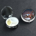 Small Pill Box 3 Compartment Christmas Pill Box for Pocket or Purse Decorative Metal Pill Organizer Portable Travel Pillbox Round Medicine Vitamin Holder Unique Gift