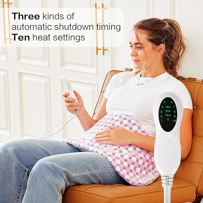 Weighted Heating Pad,10 Heat Settings 3 Timers Auto Off,Heating Pad for Back Pain Relief,Color Fashion Model,Suitable for Holiday Gifts for Parents, Loved Ones, Friends