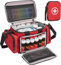 Medicine Storage Bag, Pill Bottle Organizer with Portable Small Pouch, Medication Bottle Organizer Empty with Shoulder Strap for Home Storage and Travel