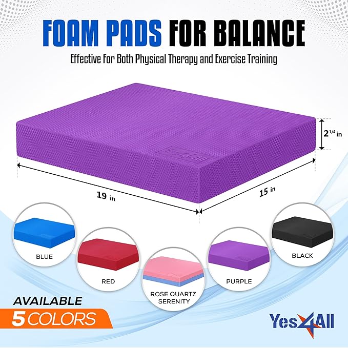 Yes4All Balance Pad, Nonslip TPE Foam Balance Pad with Upgraded Sizes - L, XL, XXL Balance Mat for Fitness, Yoga & Stability Training - Multicolor Options