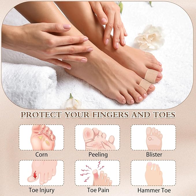 Blulu 24 Pieces Toe Tubes 0.98 Inches Cushion Tube Corn Pads for Toes Sleeves Soft Gel Protectors for Cushions Corns Blisters Calluses 3 Size (Skin Color,X-Large)
