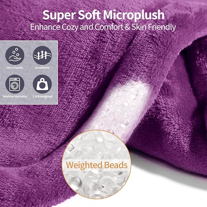 Heating Pad for Neck and Shoulders and Back Pain Relief, Weighted Heat Pad with Dry&Moist Heat, Neck Heating Pads 4 Heat Settings, Auto-Off, Christmas Gifts for Women Men Mom Dad, 19'' x 22'', Purple
