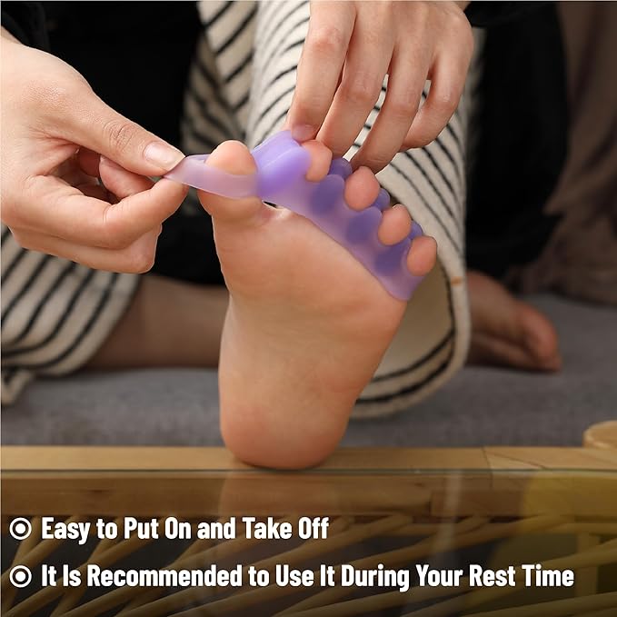 Dr. JK- ToePal Gel Toe Separators, 2 Pairs, Purple Bunion Toe Spacers, Toe Straightener, Toe Stretcher, Toe Corrector for Women and Men, Bunion Corrector, Silicone Toe Spacer