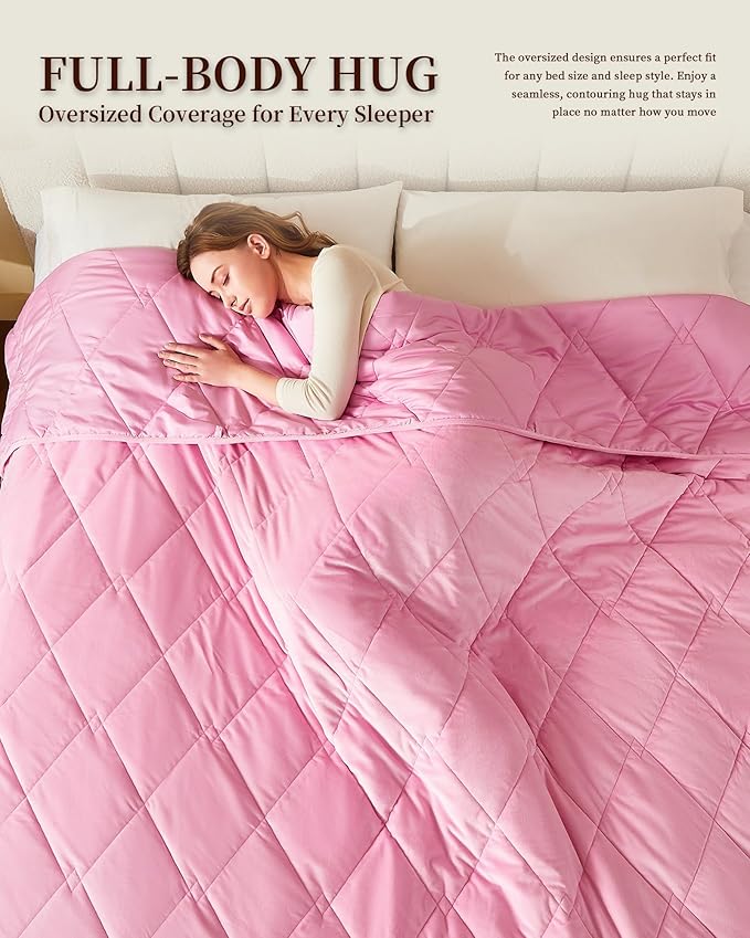 L'AGRATY King Size Weighted Blanket for Adults 20lbs, 88"x104" — Cooling Breathable Heavy Blanket with Glass Beads for Sleeping Perfect for Hot Sleepers & Couples Machine Washable All-Season Pink