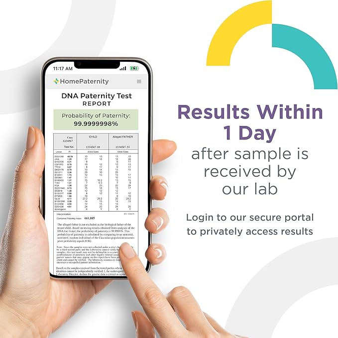 Express DNA Paternity Testing for Child and Father, Next-Day Results, Over 99.999% Confidence, All Fees Included, Includes Overnight Return Shipping to Lab