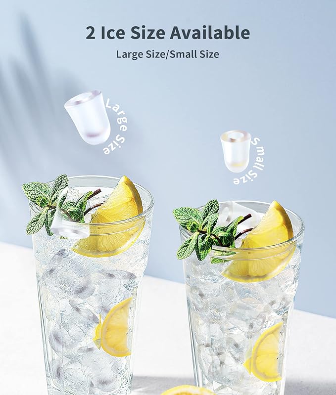 ecozy Portable Ice Maker Countertop, 9 Cubes Ready in 6 Mins, 26.5 lbs in 24 Hours, Self-Cleaning Ice Maker Machine with Ice Bags/Ice Scoop/Ice Basket for Home Kitchen Office Bar Party, Silver