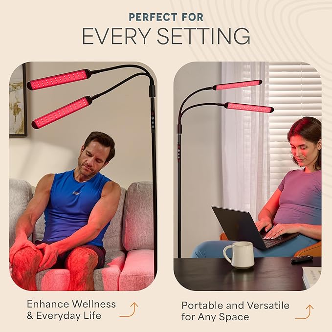 LifePro Red Light Therapy Lamp & Reading Lamp - 850nm & 660nm Near Infrared and Red Light Therapy for Body -108/216 LED - Lumaglow Multi-Mode Single/Dual Head Design- Wellness and Focused Reading