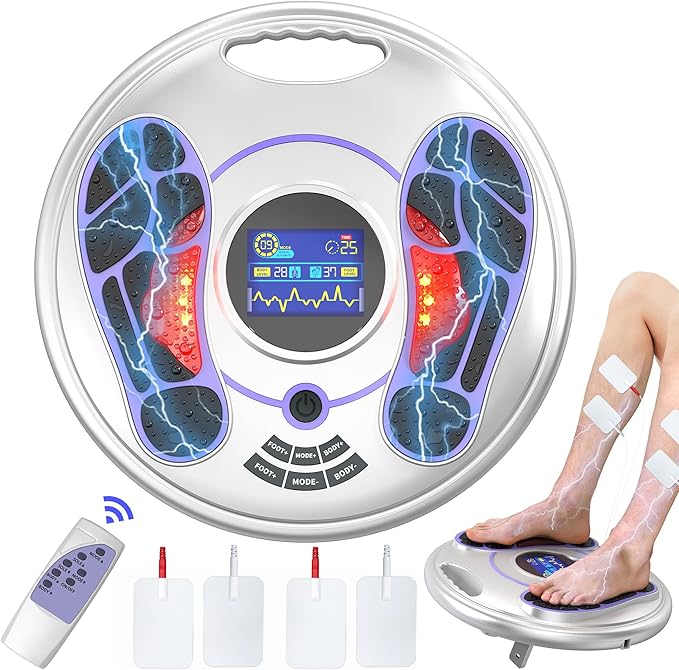 EMS Foot Massager for Neuropathy, NMES Foot Stimulator for Neuropathy Feet Massager for Circulation and Pain Relief EMS with TENS Unit Muscle Stimulator Pads