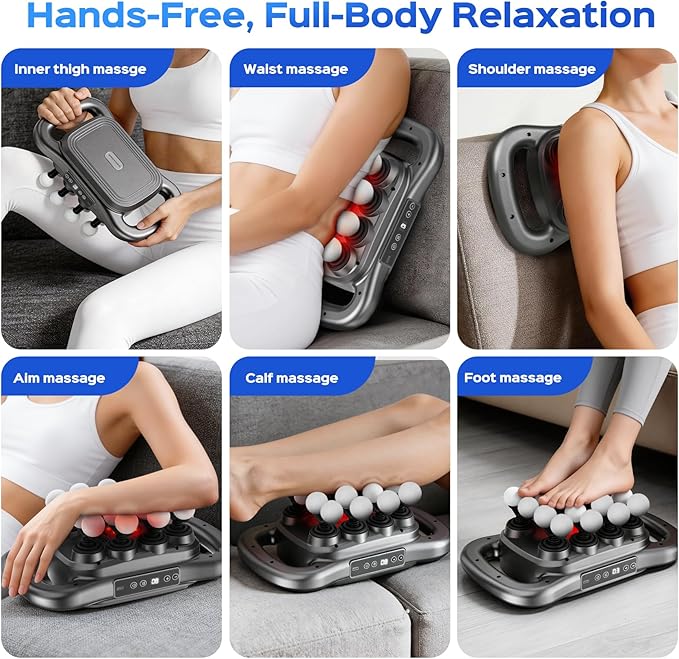 16- Head Massage Gun Set, Deep Tissue Percussion Massager, 2600mAh Quiet Electric Massage Tools with 9 Styles & Levels for Back, Shoulders, Legs, Foot, Body Muscle Pain Relief, Color Gunmetal