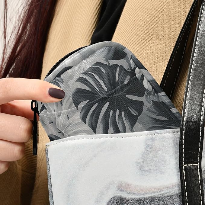 Travel Pill Case Tropical Grey Palm Leaf Monsterra Weekly Small Pill Box 7 Day Pill Box Pill Organizer Bag