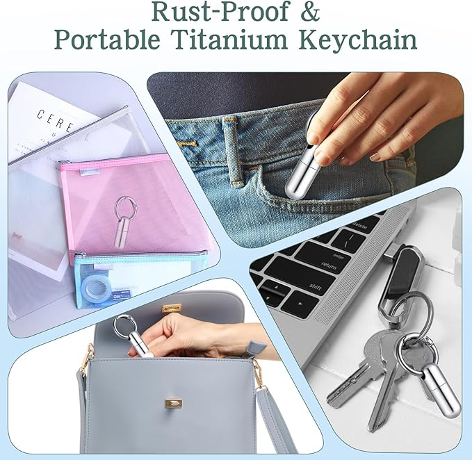 2 PCS Small Pill Case Micro Keychain Pill Holder Portable Waterproof Container Tiny Pocket Medicine Organizer with Keyring for Travel Purse Pocket Handbag Outdoor
