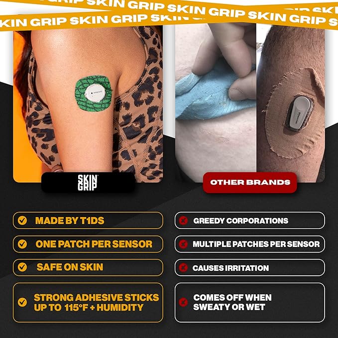 Skin Grip Adhesive Patches for Dexcom G7 & Stelo CGM with Cutout – Waterproof & Sweatproof Cover for Continuous Glucose Monitor Sensor, Stays Secure for 10-15 Days – 10 Patches, (Animal Prints)