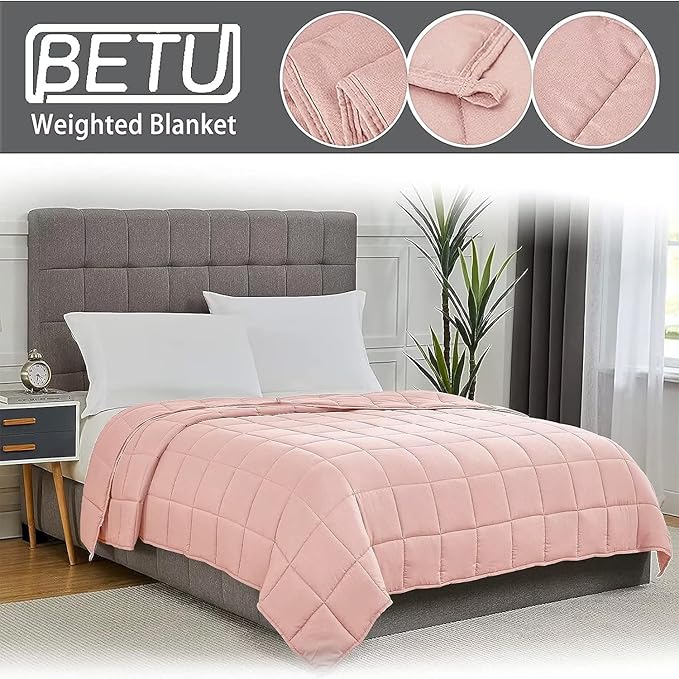 Pink Weighted Blanket for Adults 20lbs, 48"x72", Twin Full Size Cooling Heavy Throw Blanket for 130-220lbs, Microfiber Soft Thick Big Blankets Weighted Comforter Gift for Sleeping