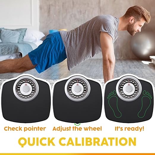 Zeno A25 Scales for Body Weight - Up to 400 LB - New - 5.3" Dial on 12.4" x 10.2" Platform - Anti-Skid Rubber Surface - Bathroom Scale Analog - Durable with 20-Year Assurance