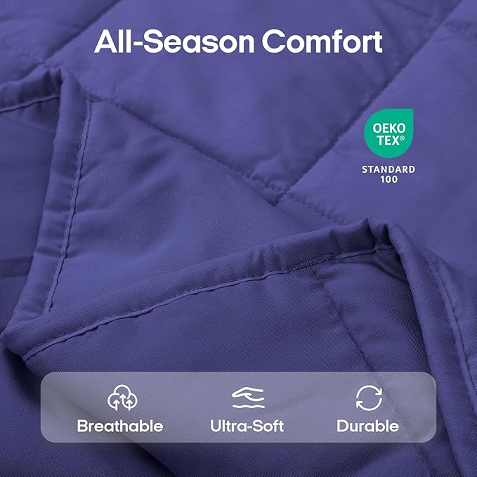 ZonLi Weighted Blanket for Adults(80"x87", 20lbs,Dusk Blue) King Size High Breathability Cooling Heavy Blanket, Soft Material with Premium Glass Beads,All-Season.