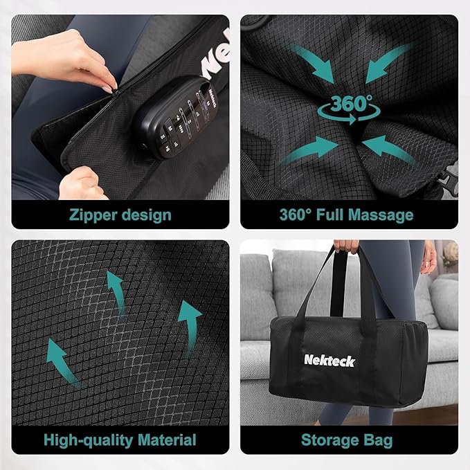 Nekteck Full Leg Compression Massager for Pain and Circulation, Portable Compression Boots for Athletes with 6 Modes & 4 Intensities, Gifts for Mom Dad Men Women (Single Unit)-Small