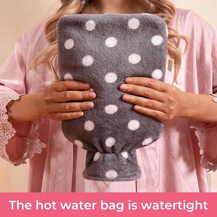 HomeTop Premium Classic Rubber Hot or Cold Water Bottle with Soft Fleece Cover