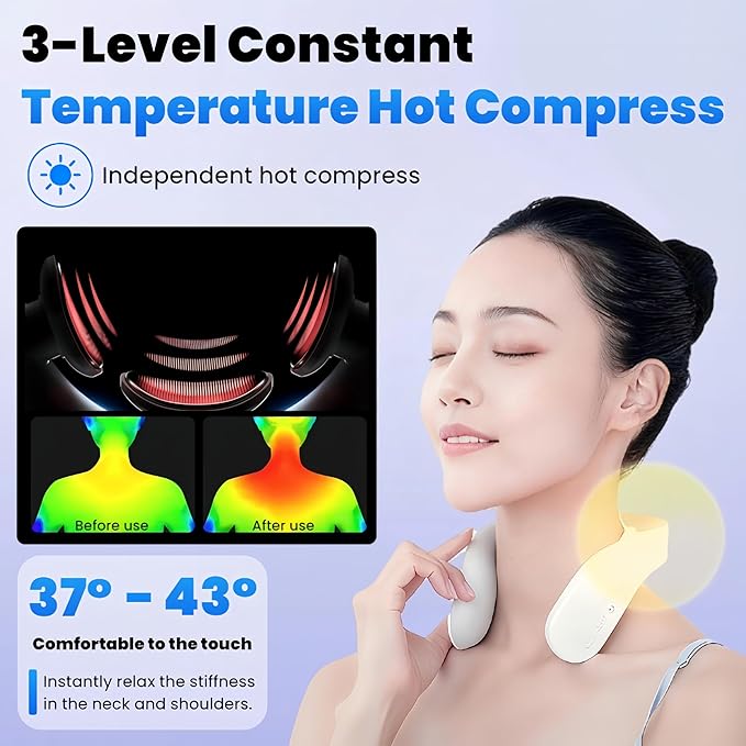 G20 Neck Massager with Heat - Deep Tissue Pain Relief, Promote Muscle Relaxation, 3 Heat Settings, 4 Modes &15 intensities, Ergonomic Design, with Remote Control, Gifts for Men Women
