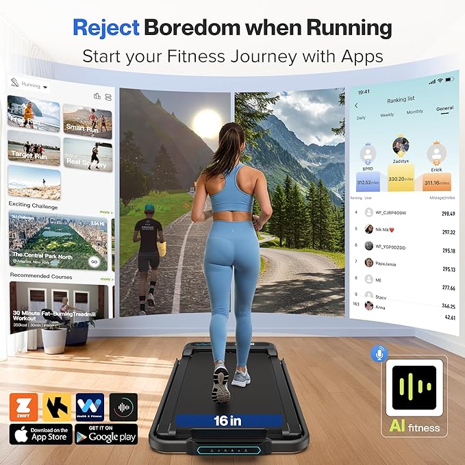 Foldable Treadmill with 10% Incline, 4 in 1 Compact Walking Pad Treadmill with Handle Bar for Home Small Spaces, 3.0HP Portable Quiet Under Desk Treadmills, 350 LBS Capacity, Smart APP, LED Display