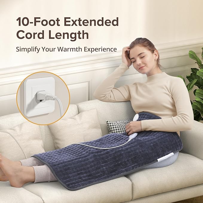 Heating Pad for Back Pain Relief, 17" X 33" XXX-Large Heating Pads for Cramps,Electric Heating Pad XL with 6 Fast Heating Settings,Moist Dry Heat Options,Auto-Off,Machine Washable,Purple Gray