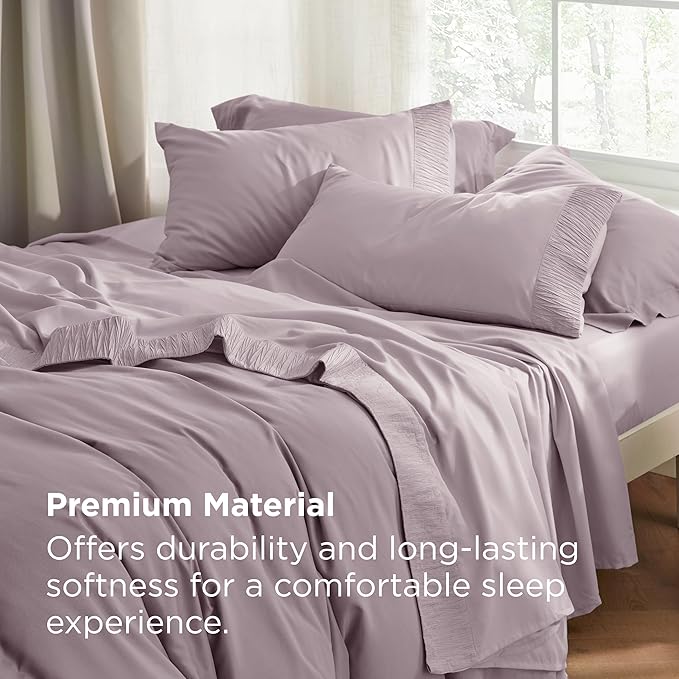 Bedsure Full Size Bed Sheets - 4 Pieces Soft Full Sheet Set - Breathable & Cooling - Hotel Luxury - Easy Care Polyester Microfiber Bedding for Women, Men, Pink Mocha
