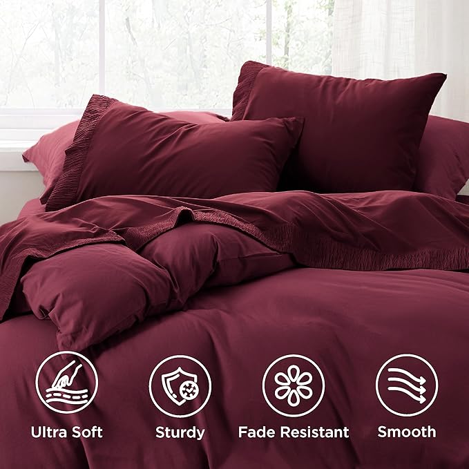 Bedsure Full Size Bed Sheets - 4 Pieces Soft Full Sheet Set - Breathable & Cooling - Hotel Luxury - Easy Care Polyester Microfiber Bedding for Women, Men, Red